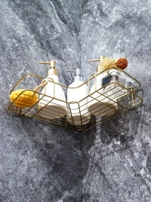 1 pieza Estante de almacenamiento de baño montado en la pared - Dorado - Ver 5