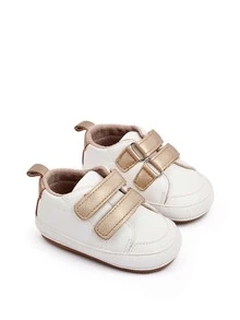 Infant Metallic Stitch Detail Hook-And-Loop Fastener Strap Skate Shoes - Gold - View 2