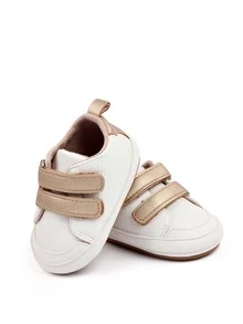 Infant Metallic Stitch Detail Hook-And-Loop Fastener Strap Skate Shoes - Gold - View 3