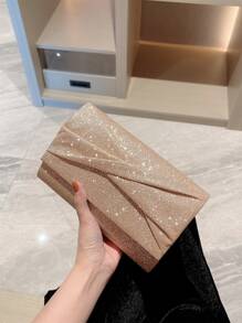 Moonlit EveBag Fashionable Shiny Evening Clutch Bag For Parties - Champagne - View 1