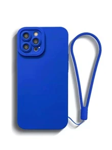 Ốp điện thoại có dây đeo silicon tương thích với iPhone 15 Pro Max Xiaomi Samsung - Màu xanh lam - Xem 1