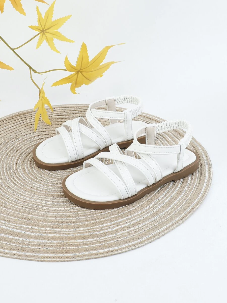 Girls Stitch Detail Multi Strap Ankle Strap Sandals - White - View 1