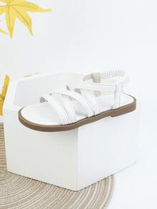 Girls Stitch Detail Multi Strap Ankle Strap Sandals - White - View 3