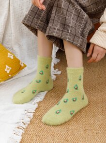 Vớ phi hành đoàn họa tiết trái cây - màu xanh lá - Xem 1