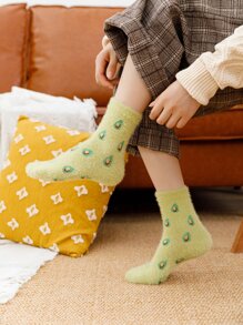 Vớ phi hành đoàn họa tiết trái cây - màu xanh lá - Xem 2