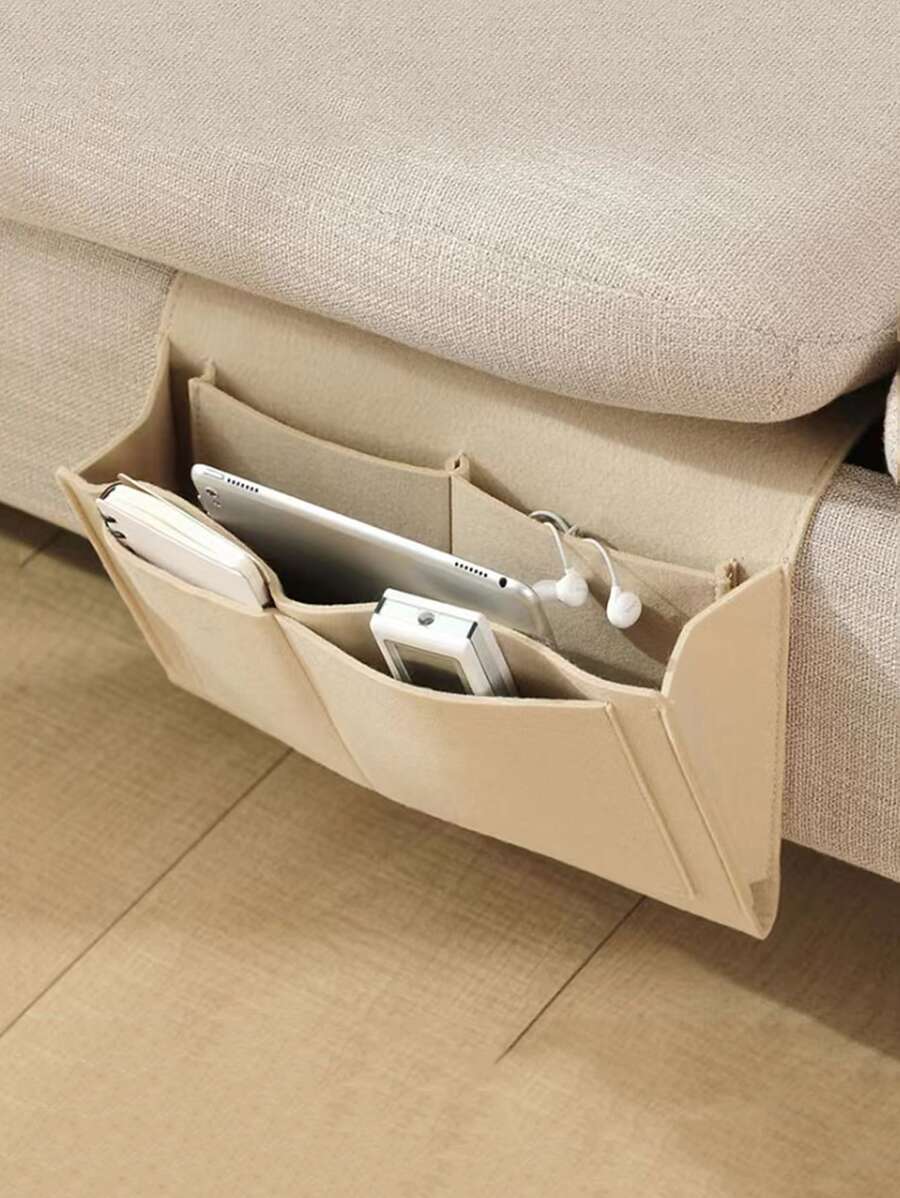 1pc Solid Hanging Storage Bag - Beige - View 1