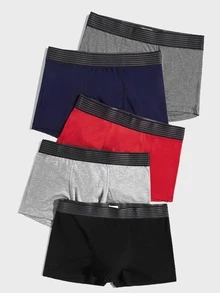 Men 5pcs Tape Waist Boxer Brief - Multicolor - View 4