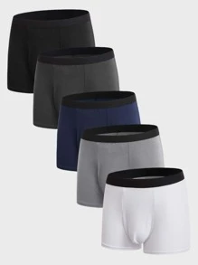 Extended Sizes Men 5pcs Tape-waist Boxer Brief - Multicolor - View 1