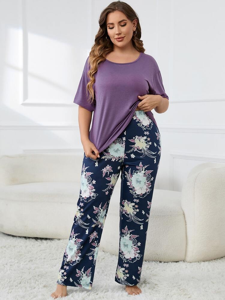 Conjunto de pijama con estampado floral - Multicolor - Añade 3