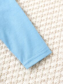 SHEIN Baby Bear Print Bodysuit & Trousers - Blue - View 5