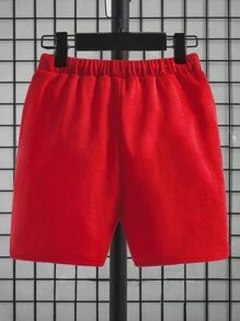 SHEIN Toddler Boys Two Tone Slogan Graphic Drawstring Waist Shorts - Multicolor - View 3