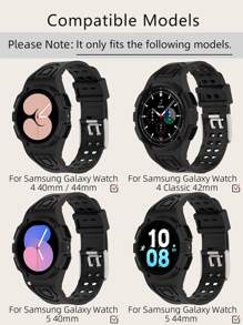 2 en 1 con abertura Correa de reloj & Funda compatible con reloj Samsung - Negro - Ver 3