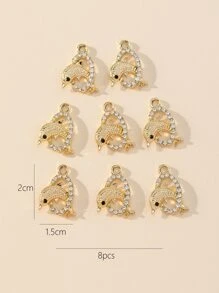 8 piezas Colgante DIY con diseño de diamante de imitación delfín - Amarillo Oro - Ver 3