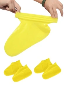 2 piezas Cubierta de bota de lluvia impermeable - Amarillo - Ver 4
