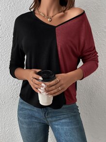 SHEIN Essnce Áo thun nữ Khối Màu Giải trí - Nhiều màu - Xem 3