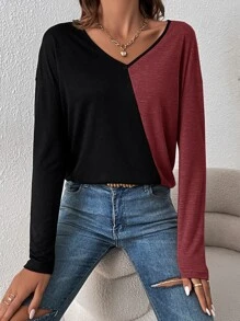 SHEIN Essnce Áo thun nữ Khối Màu Giải trí - Nhiều màu - Xem 4