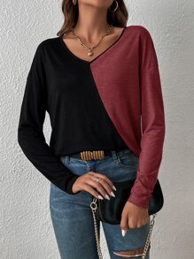 SHEIN Essnce Áo thun nữ Khối Màu Giải trí - Nhiều màu - Xem 5