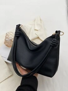 Minimalist Hobo Bag, Street & Japanese Bag For Women - Black - View 3
