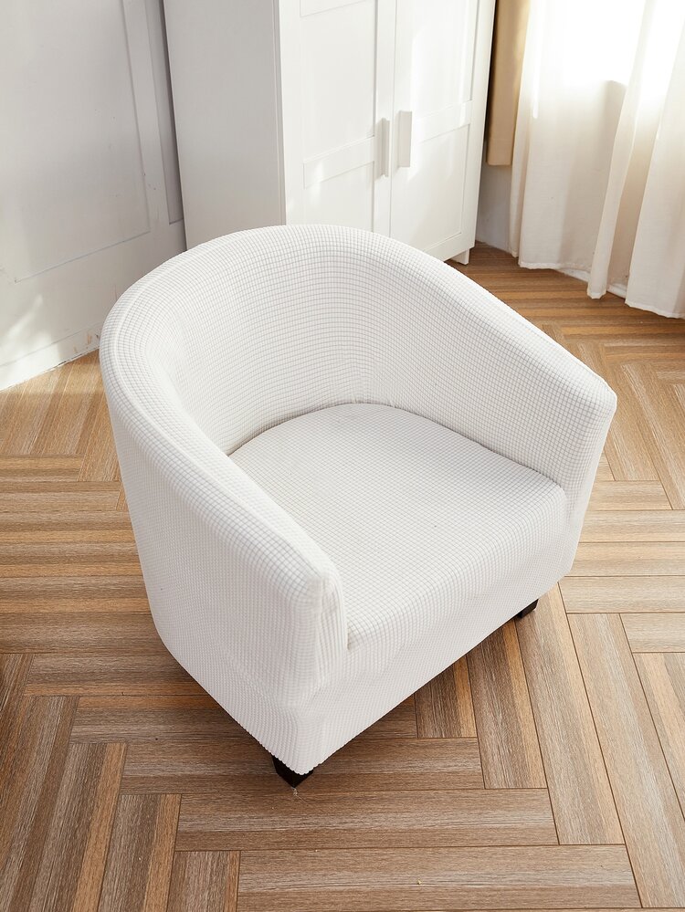 1pc Solid Stretchy Sofa Slipcover - White - View 7