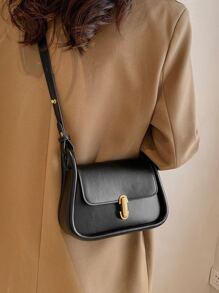 Fashionable & Simple & Versatile & Elegant Solid Color Shoulder Bag For Shopping Winter Gifts - Black - View 7