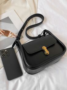Fashionable & Simple & Versatile & Elegant Solid Color Shoulder Bag For Shopping Winter Gifts - Black - View 9