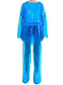 1pc Clear Waterproof Raincoat - Blue - View 3