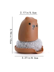 1pc Cartoon Bear Design Random Color Pot Cleaning Brush - Multicolor - View 2