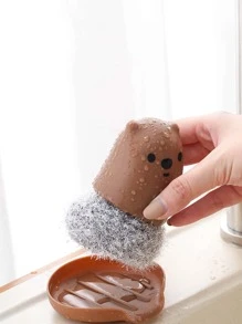 1pc Cartoon Bear Design Random Color Pot Cleaning Brush - Multicolor - View 5