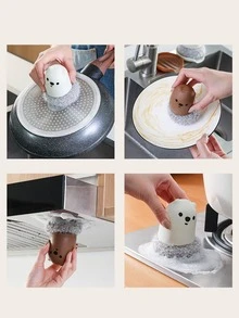 1pc Cartoon Bear Design Random Color Pot Cleaning Brush - Multicolor - View 6