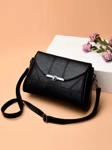 Sac carré à détail en métal à couture à rabat