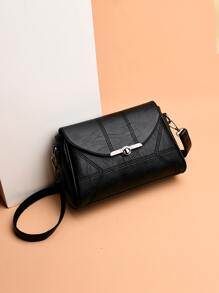 Sac carré à détail en métal à couture à rabat