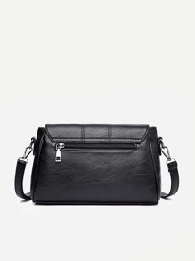 Sac carré à détail en métal à couture à rabat