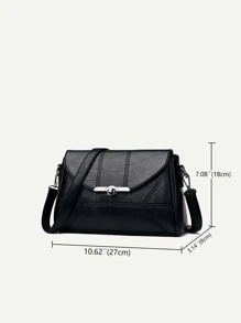 Sac carré à détail en métal à couture à rabat