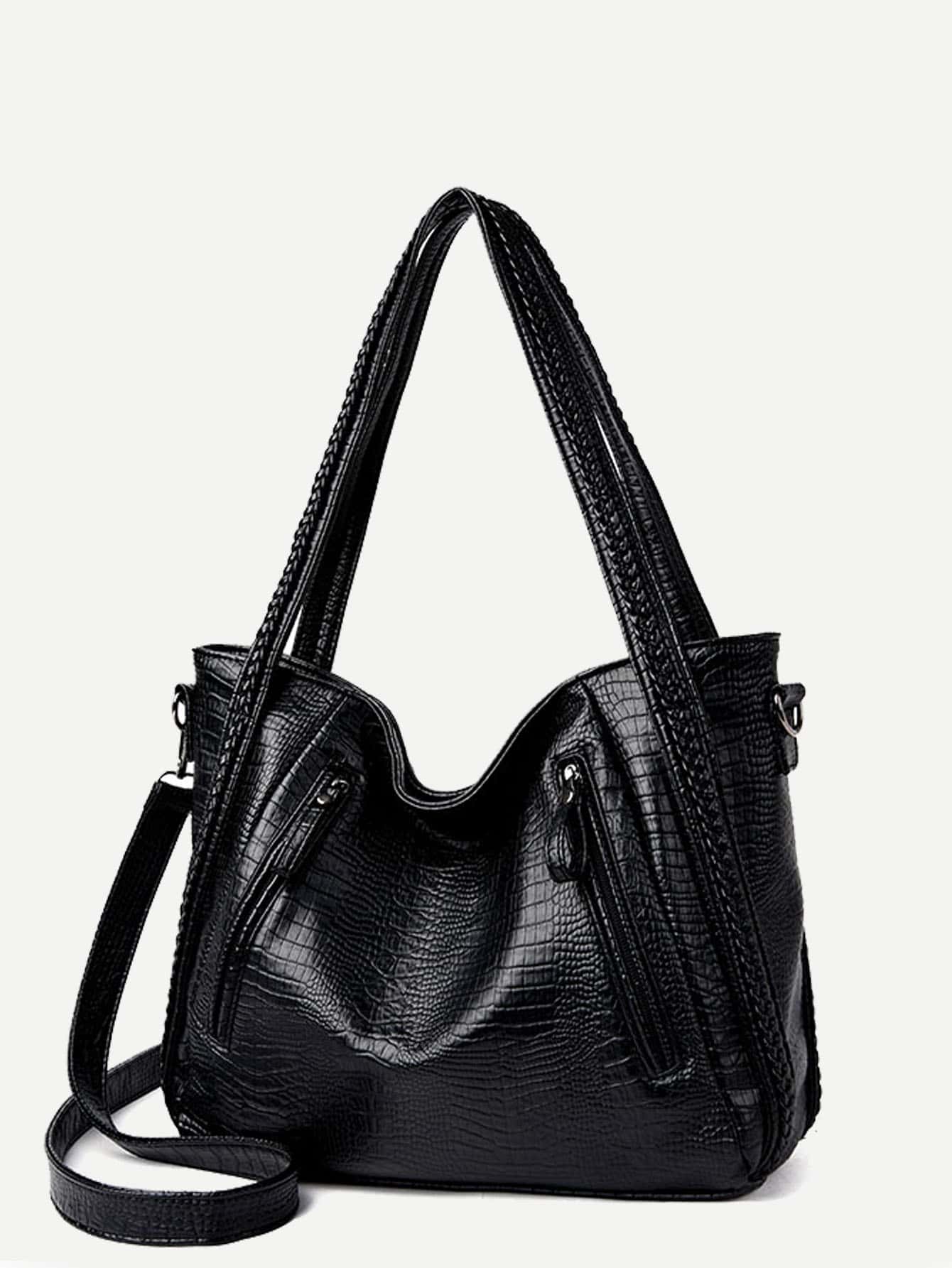 Túi tote đeo vai phía trước có khóa kéo họa tiết chần bông dành cho các cô gái tuổi teen Nữ sinh viên đại học, tân binh & nhân viên văn phòng Hoàn hảo cho văn phòng, nơi làm việc, kinh doanh, đi làm Túi đi làm tốt nhất cho nữ - màu đen - Xem 1