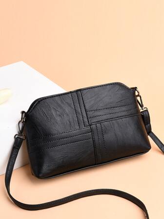 時尚的人造皮革極簡主義縫紉細節方形包,為女性、新手和白領工人設計,適用於商務/通勤/工作/辦公室,節日/假期旅行等