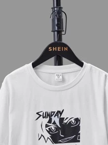 SHEIN Boys Japanese Letter & Figure Graphic 2 In 1 Tee - White - View 3