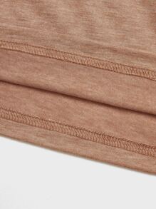 Manfinity NiteLyfe Hombres Camiseta unicolor de cuello cisne - Caqui - Ver 4