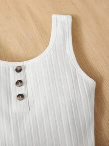 SHEIN Toddler Girls 3 Pack Button Front Tank Top - Multicolor - View 3