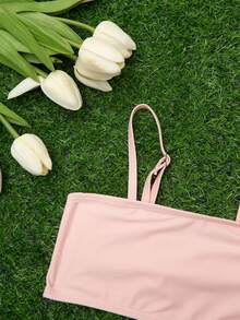 Young Girl Flamingo Print Ruffle Trim Bikini Set Summer Beach - Multicolor - View 3