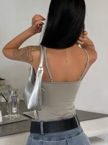 DAZY 字母圖案吊帶上衣 - 淺灰色 - 查看 7