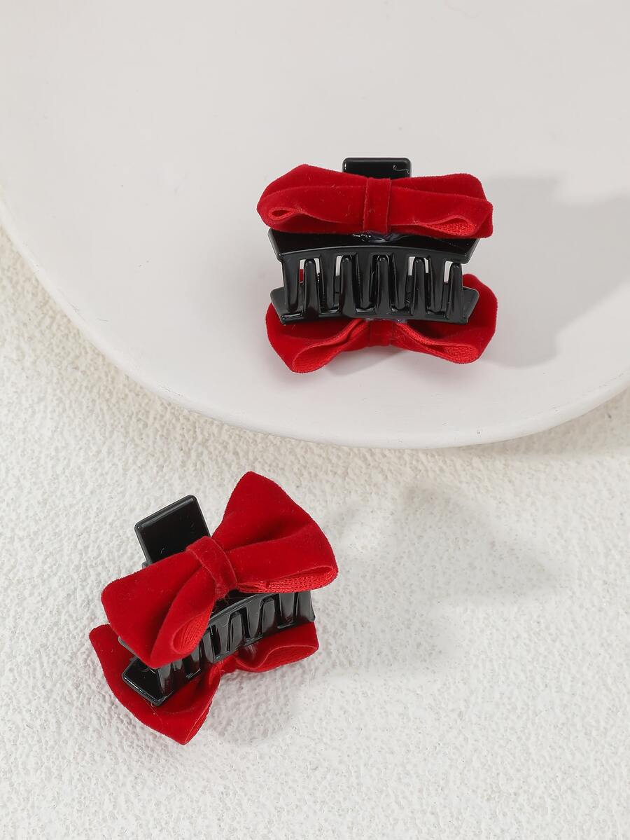 2pcs Bow Decor Hair Claw - Multicolor - View 1