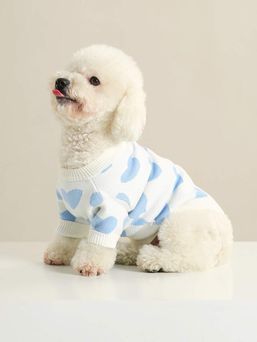 UFBemo 1入組愛心圖案寵物毛衣 - 彩色 - 查看 1