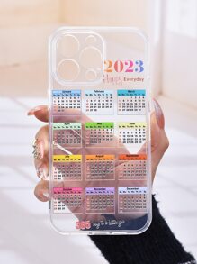 Calendar Pattern Clear Phone Case - Multicolor - View 2