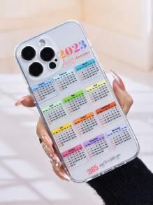 Calendar Pattern Clear Phone Case - Multicolor - View 4