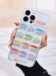 Calendar Pattern Clear Phone Case - Multicolor - View 5