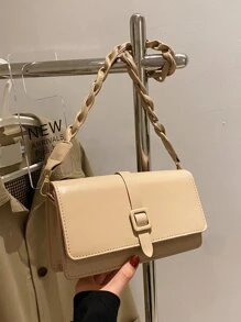 Minimalist Braided Strap Square Bag - Khaki - View 1