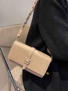 Minimalist Braided Strap Square Bag - Khaki - View 2