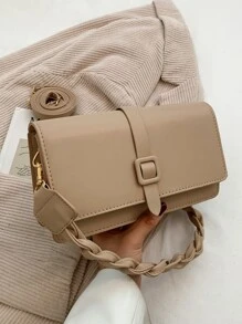 Minimalist Braided Strap Square Bag - Khaki - View 3