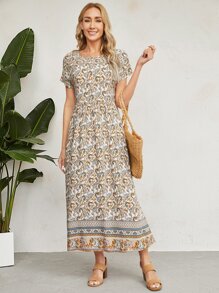 EMERY ROSE Vestido smock con estampado floral - Multicolor - Ver 1