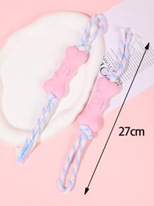 1pc Bone Detail Pet Chew Toy - Pink - View 2